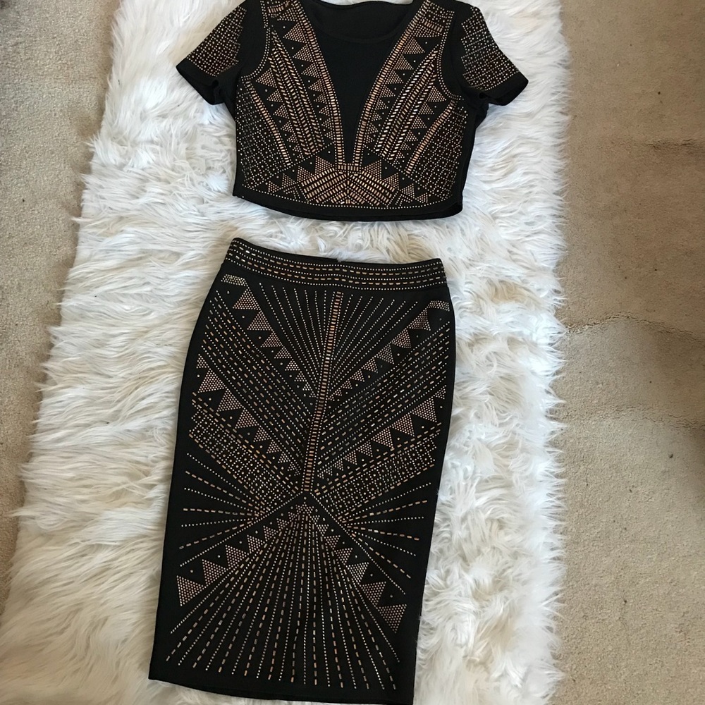 Sexy Crop Top and Bottom pencil skirt set